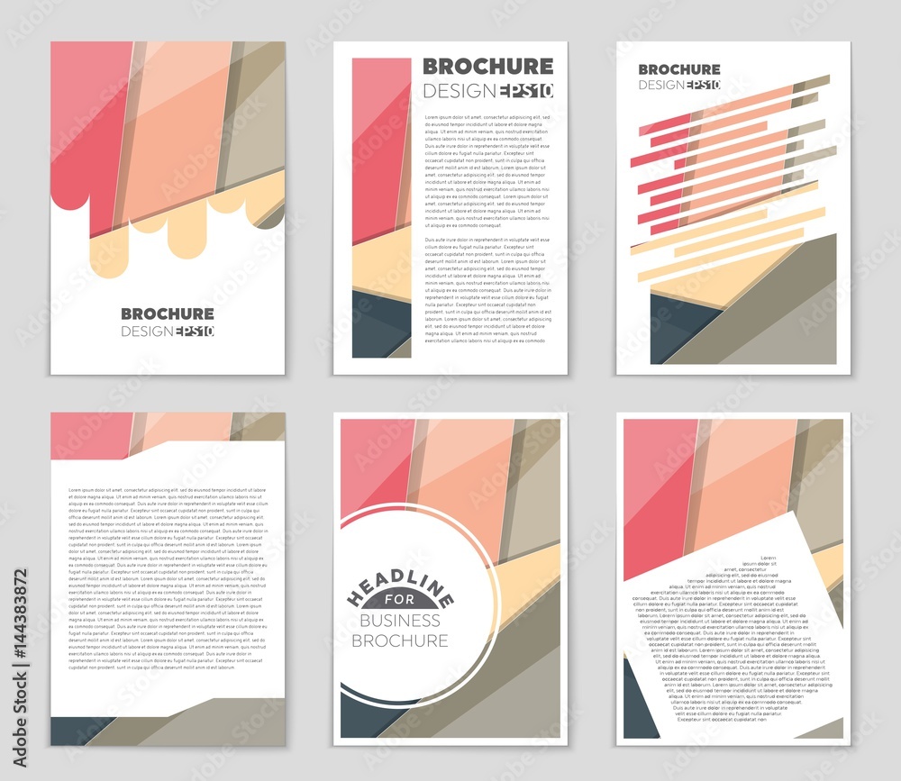 Fototapeta premium Abstract vector layout background set. For art template design, list, front page, mockup brochure theme style, banner, idea, cover, booklet, print, flyer, book, blank, card, ad, sign, sheet,, a4
