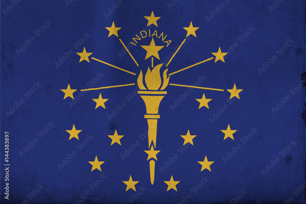 Naklejka premium Flag of Indiana with an old, vintage style
