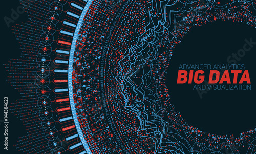 Big data circular visualization. Futuristic infographic. Information aesthetic design. Visual data complexity. Complex data threads graphic visualization. Social network representation. Abstract graph