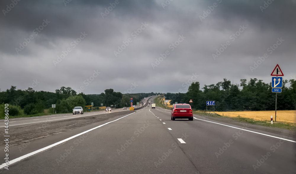 Landscape with countryside highway at summer in Russia. Landscape with countryside highway at summer in Russia.