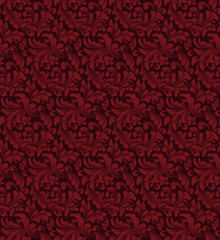 Wandcirkels Bordeaux patronen Luxe barok damastpatroon royal victoriaans  © garrykillian