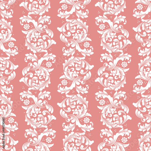 Vector damask seamless pattern background. Classical luxury old fashioned damask ornament  royal victorian seamless texture for wallpapers  textile  wrapping. Exquisite floral baroque template.