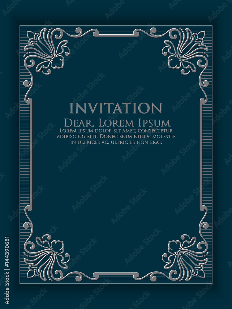 Vector invitation, cards with ethnic arabesque elements. Arabesque style design. Elegant floral abstract ornaments. Front and back side of card. Business cards. eps10