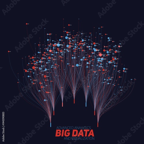 Big data visualization. Futuristic infographic. Information aesthetic design. Visual data complexity. Complex data threads graphic visualization. Social network representation. Abstract data graph.