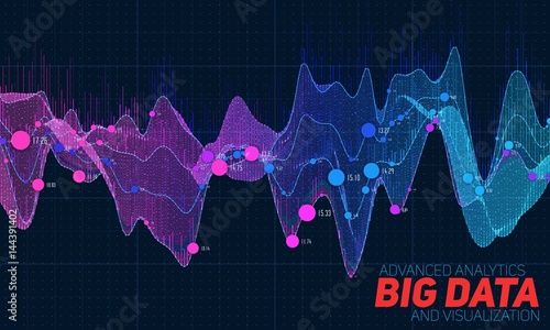 Big data colorful visualization. Futuristic infographic. Information aesthetic design. Visual data complexity. Complex data threads graphic visualization. Social network representation. Abstract graph