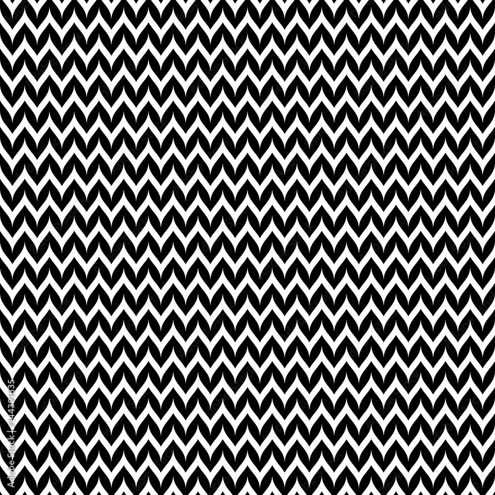 Vector monochrome pattern, abstract geometric seamless texture with black & white smooth zigzag lines. Abstract background, horizontal stripes, repeat tiles. Design for decoration, textile, furniture Vector monochrome pattern, abstract geometric seamless texture with black & white smooth zigzag lines. Abstract background, horizontal stripes, repeat tiles. Design for decoration, textile, furniture