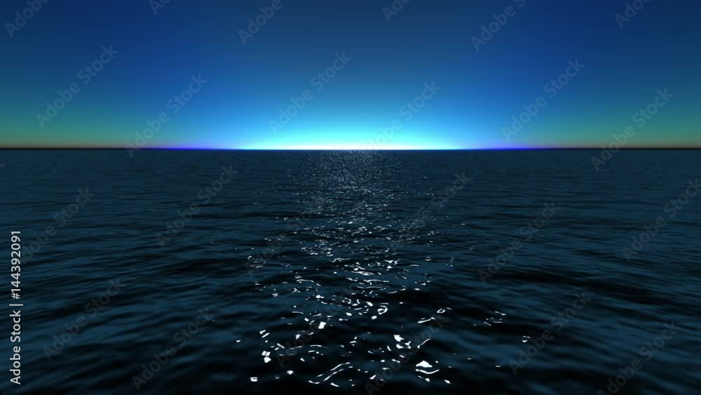 Wide Angle Dark Ocean and Clear Sky Loop