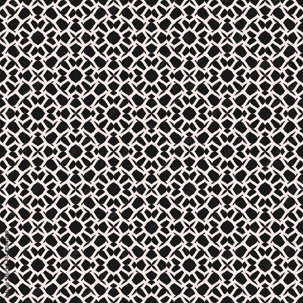 Vector seamless pattern, monochrome ornamental texture, oriental style. Black & white abstract mosaic background. Stylish geometric illustration. Design for prints, fabric, textile, decoration, cloth Vector seamless pattern, monochrome ornamental texture, oriental style. Black & white abstract mosaic background. Stylish geometric illustration. Design for prints, fabric, textile, decoration, cloth