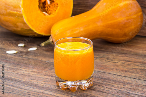 Fresh fruit juice from pumpkin and apple photo