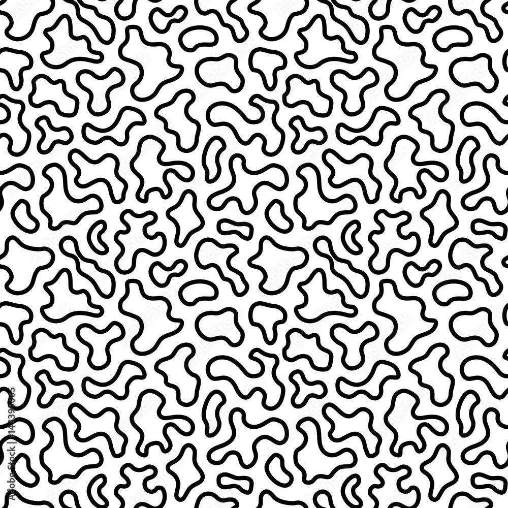 Vector seamless pattern with abstract spots. Black & white texture with