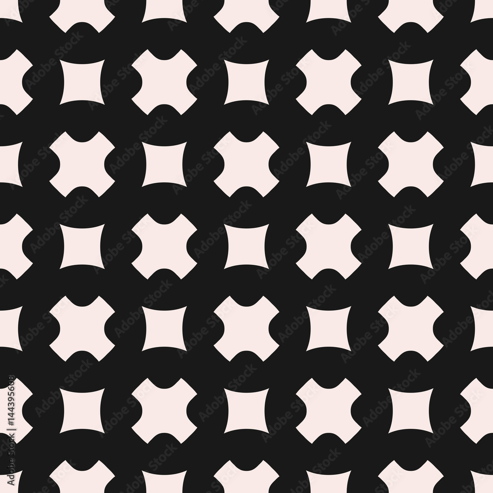 Vector seamless pattern, stylish monochrome geometric texture with smooth crosses & squares. Black & beige colors. Abstract dark repeat background for tileable print, covers, textile, package, cloth Vector seamless pattern, stylish monochrome geometric texture with smooth crosses & squares. Black & beige colors. Abstract dark repeat background for tileable print, covers, textile, package, cloth