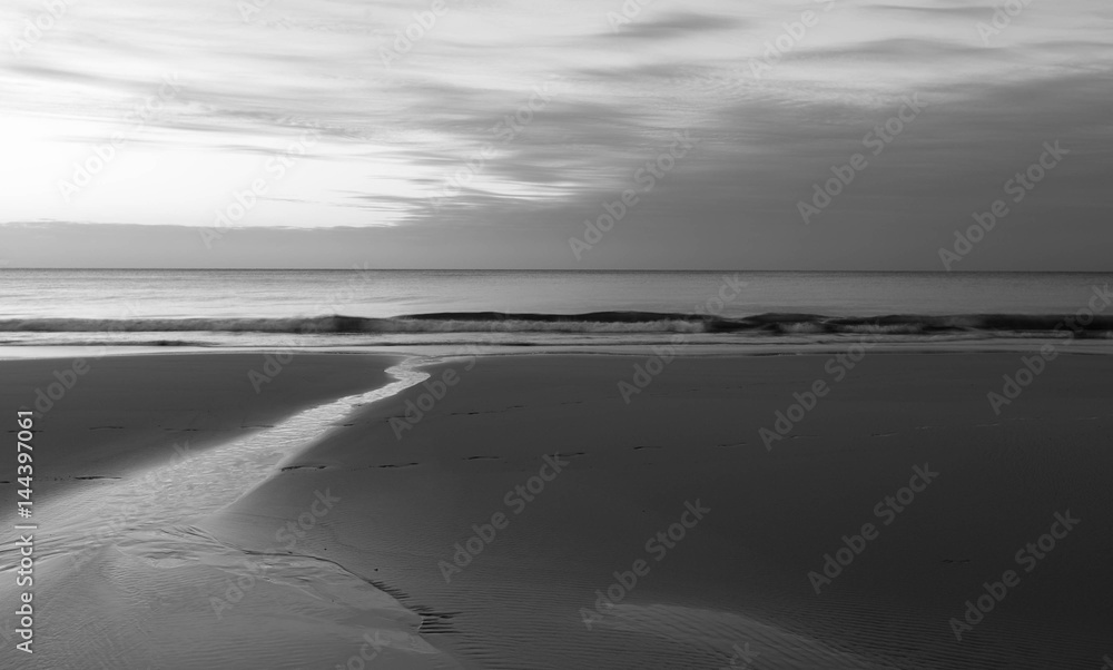 A Black and White shot of Fraser Island at Sunset. Queensland Australia