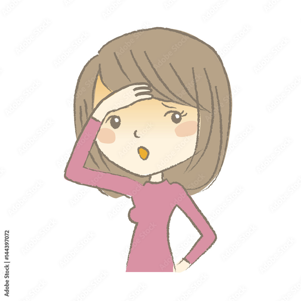 熱でだるそうにする女性