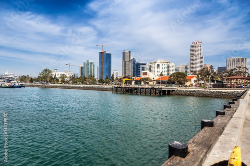 Tower craines working on adding to the San Diego skyline. From Ruocco Park on left to Seaport Village at right