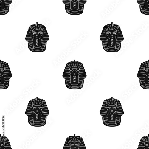 Pharaoh's golden mask icon in black style isolated on white background. Ancient Egypt pattern stock vector illustration.