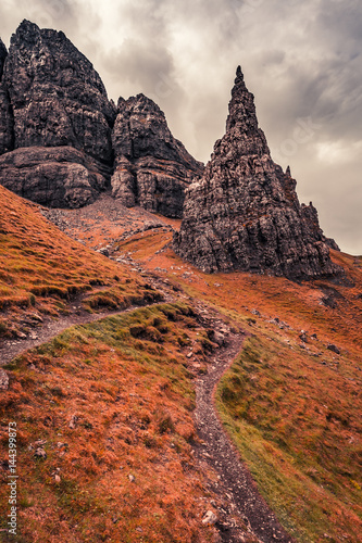 Famous view to Old Man of Storr, Scotland, UK