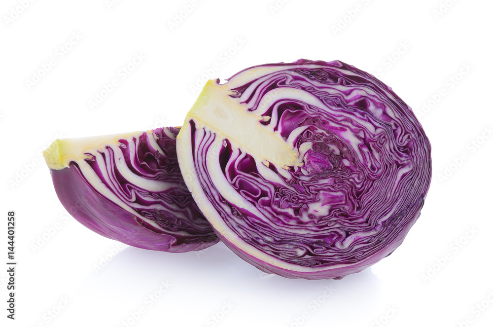 Purple cabbage slice on white background Purple cabbage slice on white background