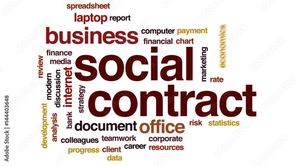 Social contract animated word cloud, text design animation. Social contract animated word cloud, text design animation.