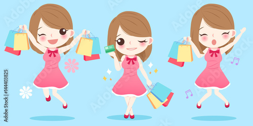 cartoon woman are shopping