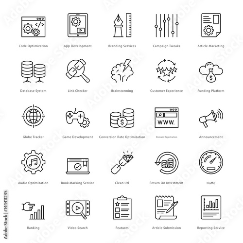Web and SEO Line Vector Icons 14