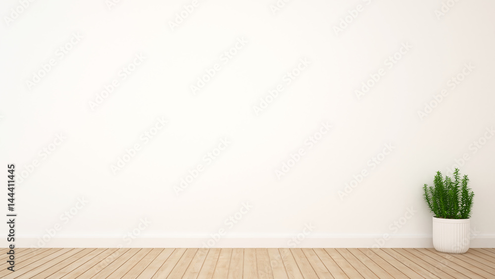 plant in room wooden floor and space for artwork - 3d rendering plant in room wooden floor and space for artwork - 3d rendering