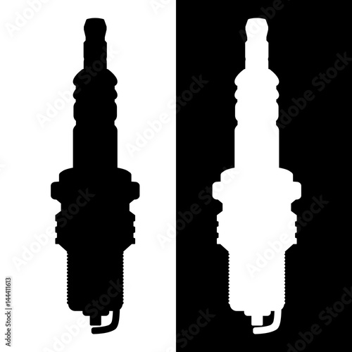 Vehicle spark plug. Outline black and white drawing