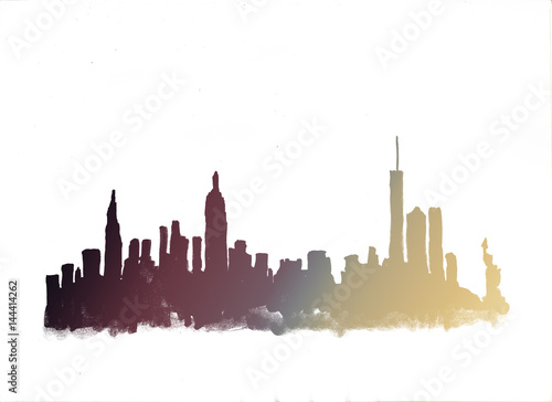 Watercolor skyline of new york city in USA