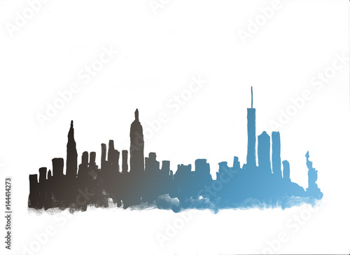 Watercolor skyline of new york city in USA