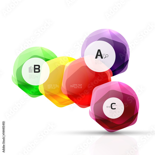 Shiny style modern geometrical hexagons web boxes