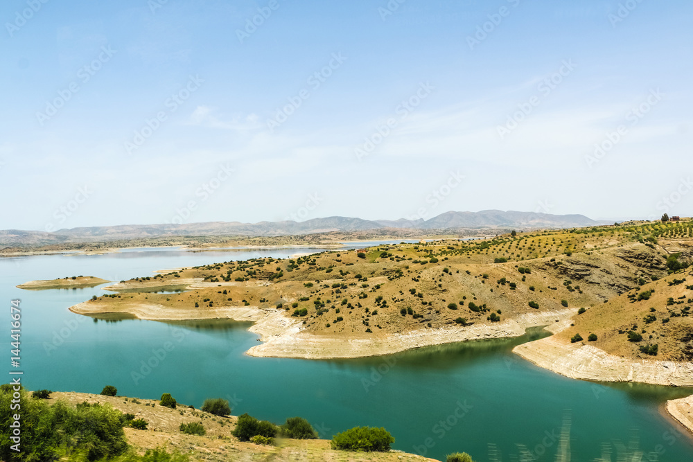 Yellow mountains, lake and beautiful panoramic view Yellow mountains, lake and beautiful panoramic view