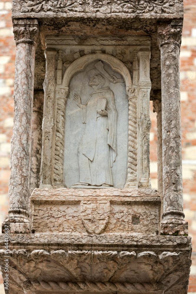 Fototapeta premium Old market column at the Piazza delle Erbe in Verona, Veneto, Italy