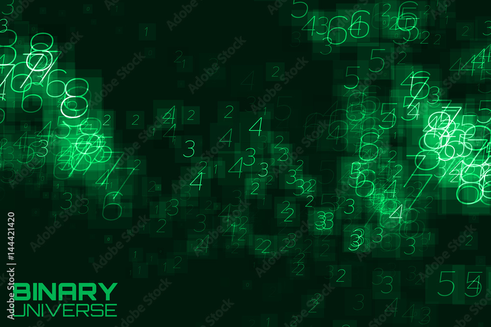 Vector abstract big data visualization. Green glowing data flow as binary numbers. Computer code representation. Cryptographic analysis, hacking. Bitcoin, blockchain transfer. Pattern of program code Vector abstract big data visualization. Green glowing data flow as binary numbers. Computer code representation. Cryptographic analysis, hacking. Bitcoin, blockchain transfer. Pattern of program code