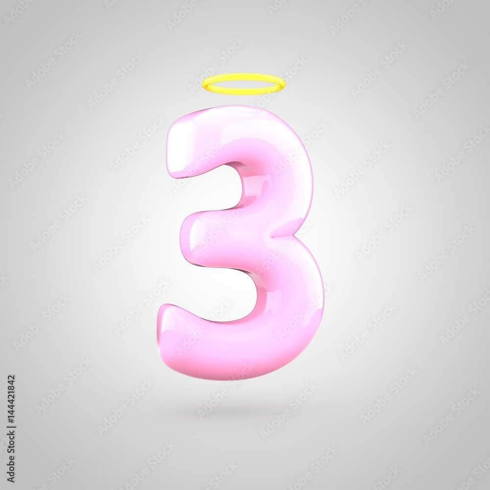Cute angelic pink number 3 with halo Cute angelic pink number 3 with halo