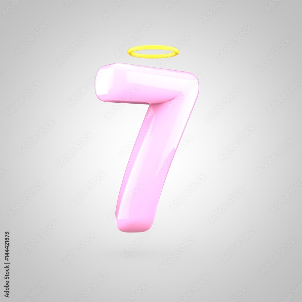Cute angelic pink number 7 with halo Cute angelic pink number 7 with halo