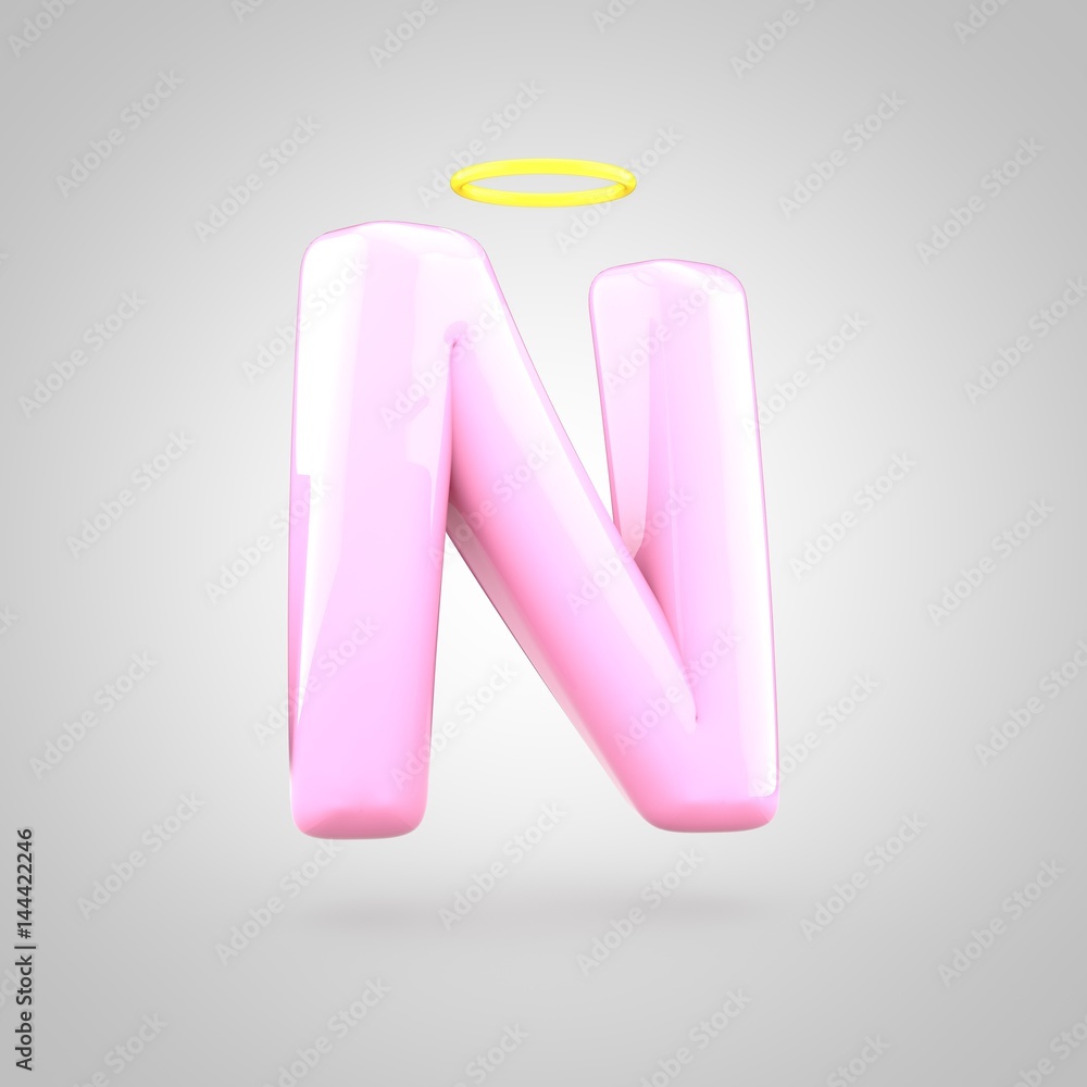 Cute angelic pink letter N uppercase with halo Cute angelic pink letter N uppercase with halo