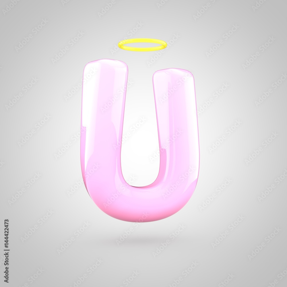 Cute angelic pink letter U uppercase with halo Cute angelic pink letter U uppercase with halo