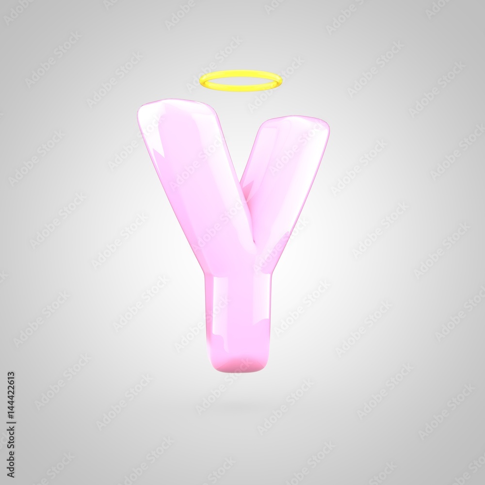 Cute angelic pink letter Y uppercase with halo Cute angelic pink letter Y uppercase with halo