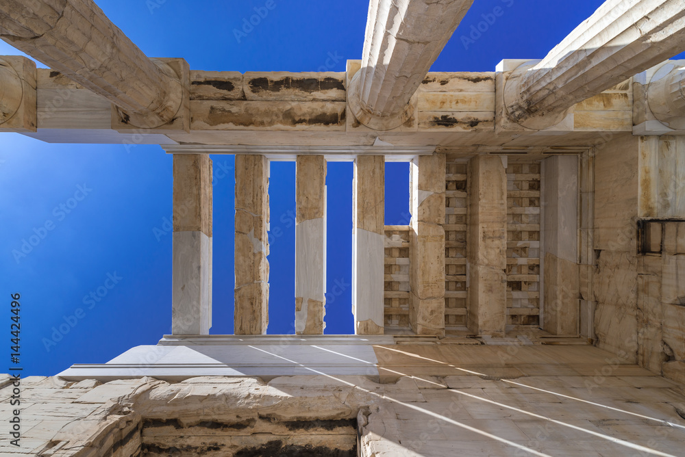 Ruins of Erechtheion temple in Acropolis of Athens city, Greece