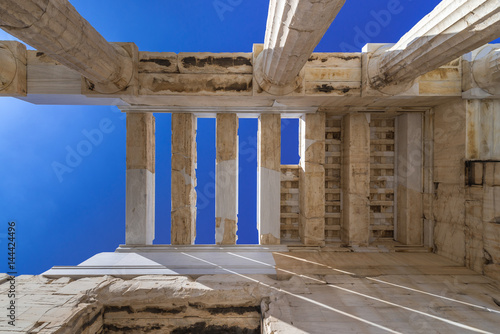 Ruins of Erechtheion temple in Acropolis of Athens city, Greece