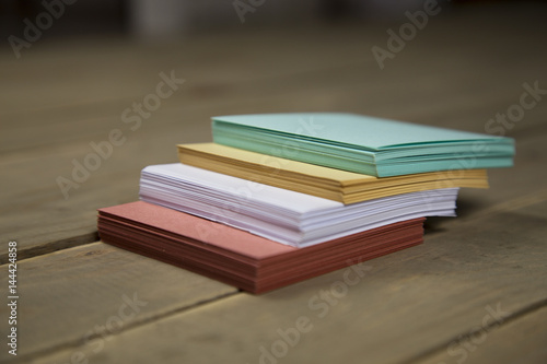 color note paper on wood
