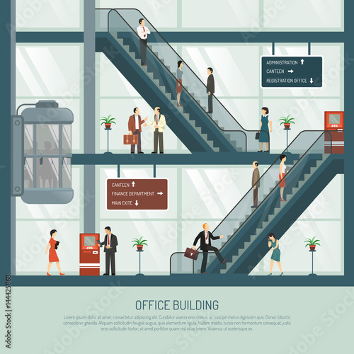 Office Building Flat Composition