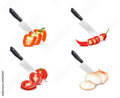 Knife Chopping Vegetable 3D Design Set