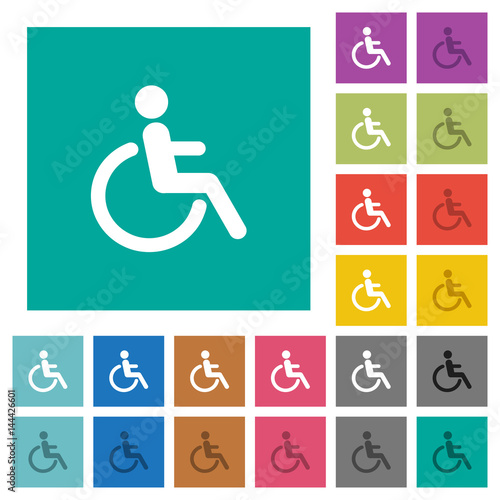 Disability square flat multi colored icons
