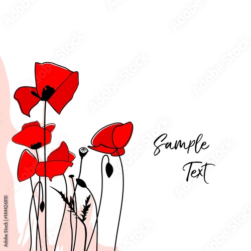 Grußkarte mit Mohnblumen und Textfeld