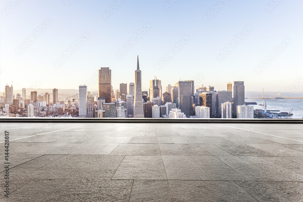 empty floor with cityscape of san francisco