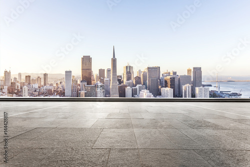 empty floor with cityscape of san francisco