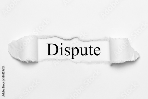 Dispute on white torn paper