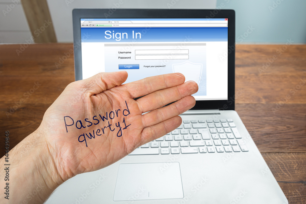 Person Showing Password On Hand Person Showing Password On Hand