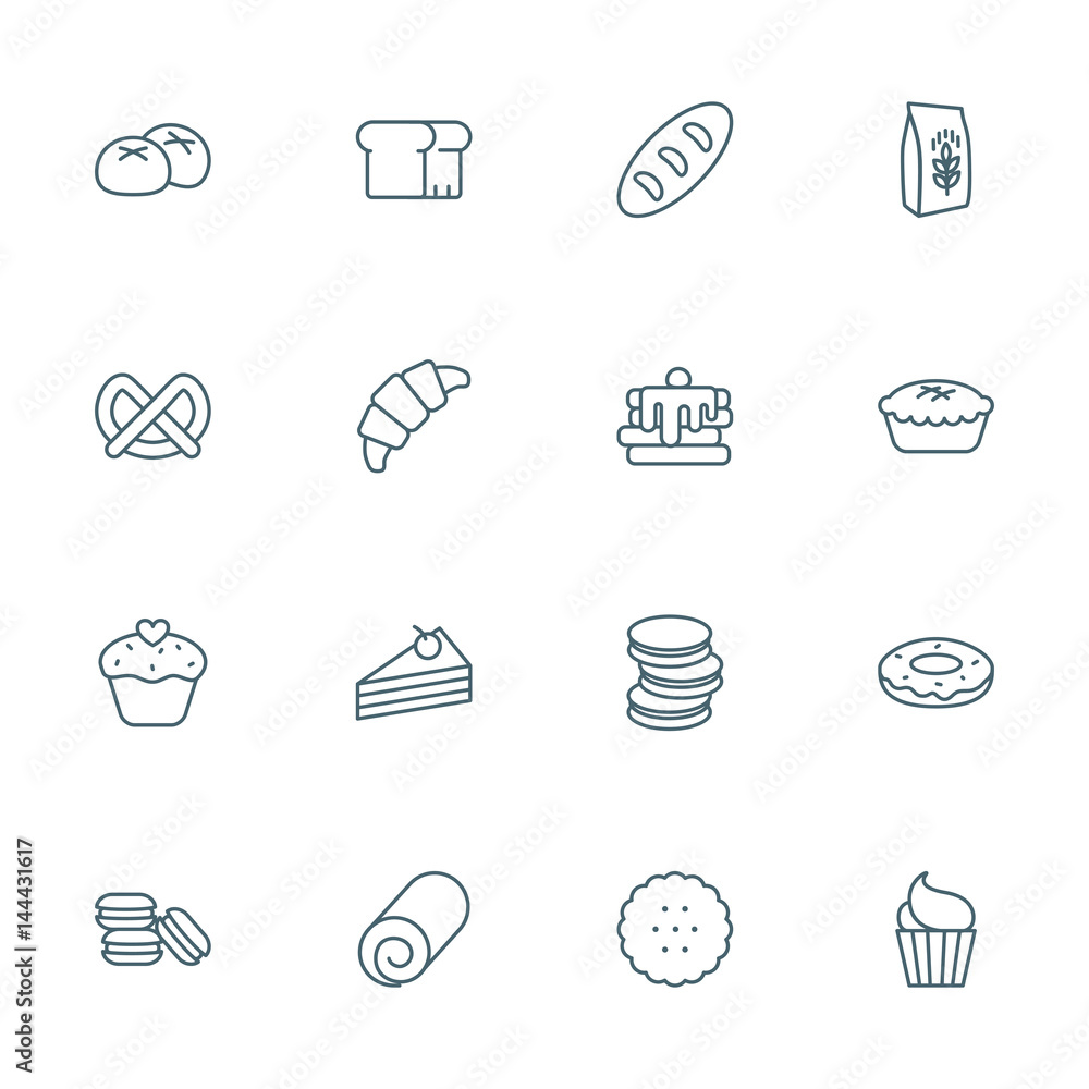 Fototapeta premium Bakery set of vector icons