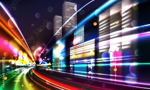 Blurred Defocused Lights of Heavy Traffic on a Wet Rainy